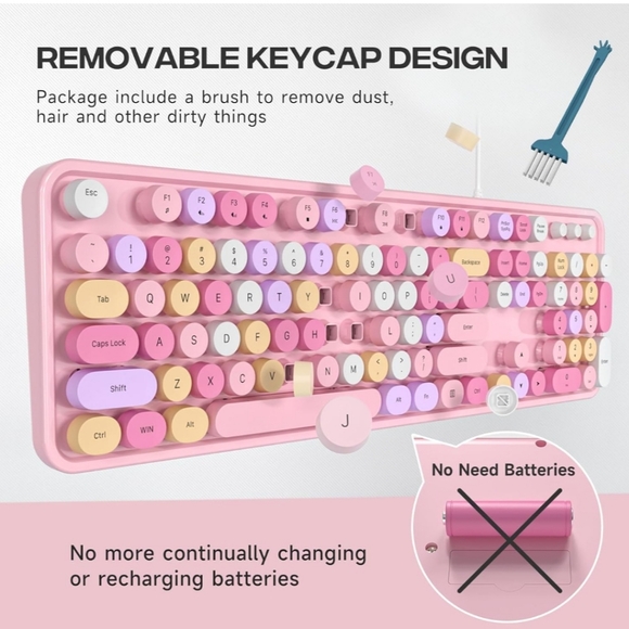 Wired Keyboard, 104 Keys Full-Sized Typewriter Keyboards, USB Plug and Play Offi - Picture 2 of 7